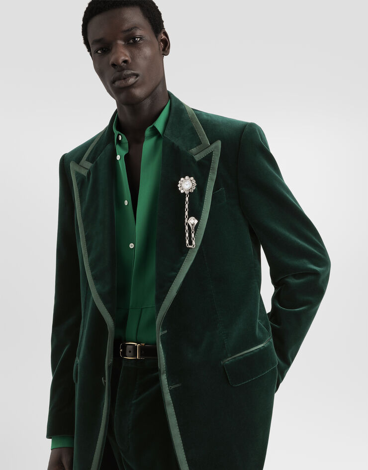 Dolce & Gabbana Single-breasted tuxedo jacket in velvet Dolce & Gabbana Single-breasted tuxedo jacket in velvet Green G2WK8TFUVG7