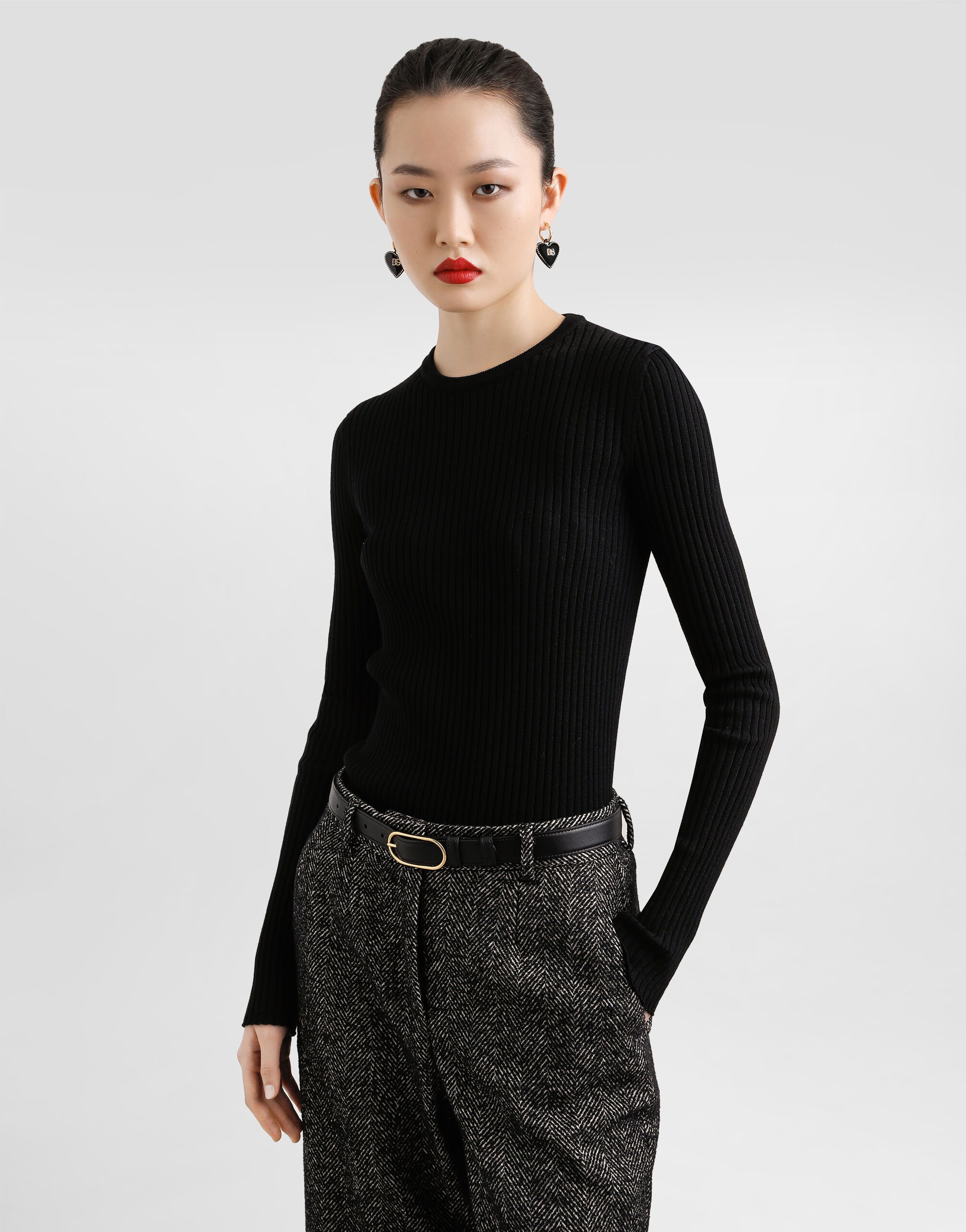 Wool pullover in Black for Women | Dolce&Gabbana® US