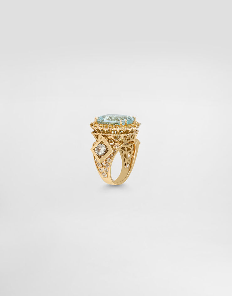 Dolce & Gabbana Eleganza Ring 18-carat white and yellow gold, aquamarine and sapphires Dolce & Gabbana Eleganza Ring 18-carat white and yellow gold, aquamarine and sapphires WRSA7GWAQM1