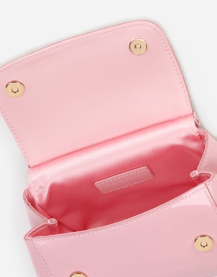 Dolce & Gabbana حقيبة سيسيلي صغيرة من جلد لامع وردي EB0003A1067
