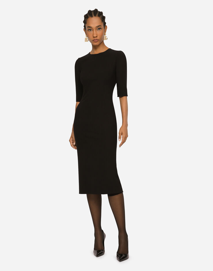 Dolce & Gabbana Woolen calf-length dress Black F6ARWTFUBFY