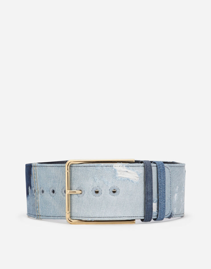 Dolce and Gabbana wide denim, patchwork, distressed belt XS S Dolce & Gabbana logo-tag patchwork-denim Belt | Blue | FARFETCH main image 4