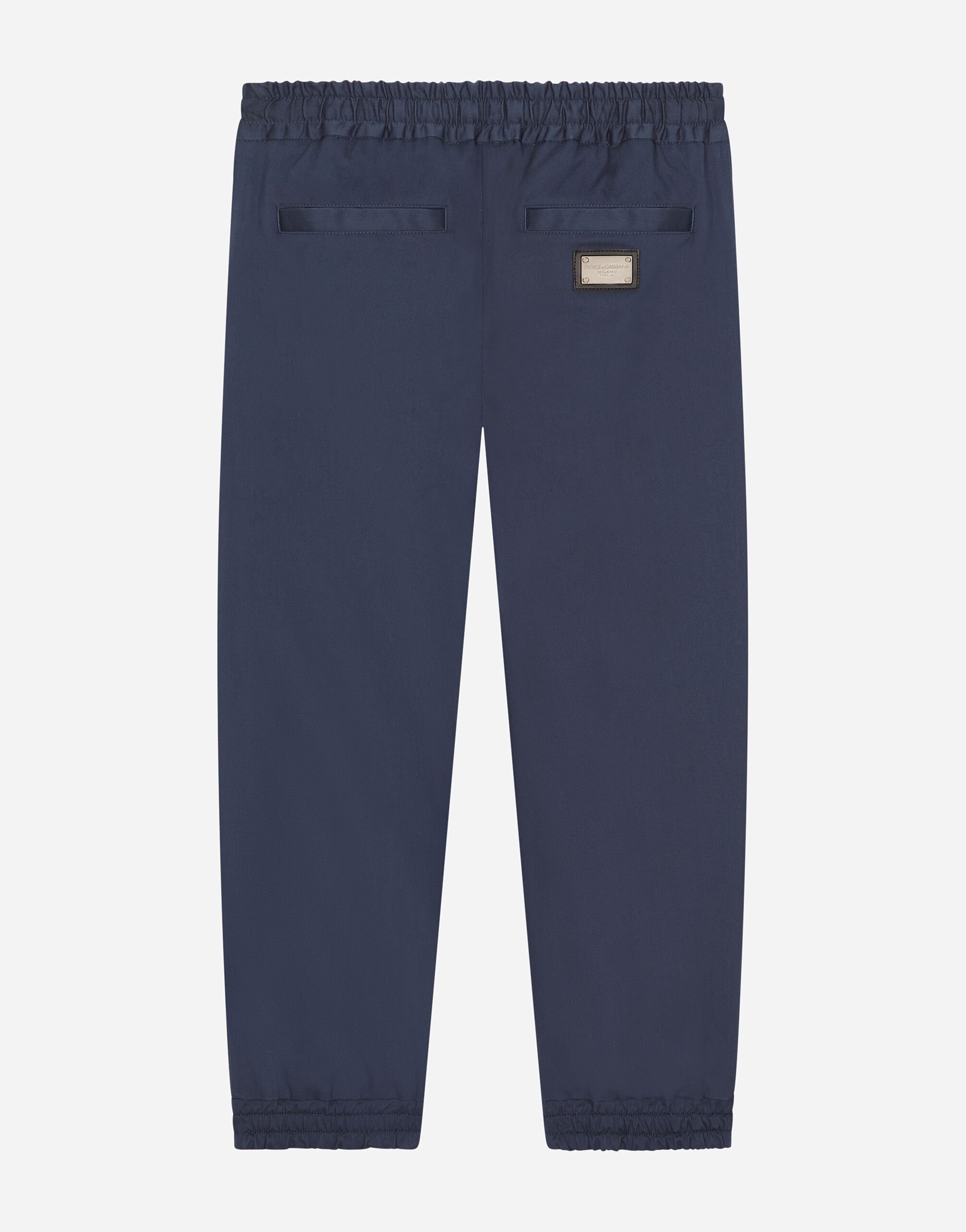 【関税＆送料込み】Dolce & Gabbana Stretch Gabardine Trouse Stretch gabardine pants with logo tag in Azul for Boys