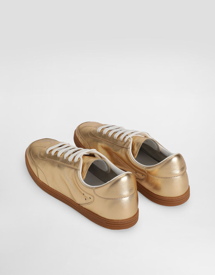 Dolce & Gabbana Saint Tropez foiled leather sneakers Gold CS2255A3H57