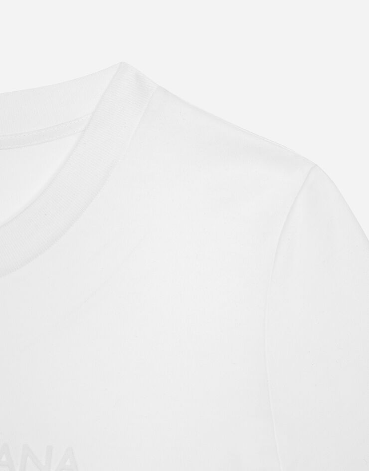 Dolce & Gabbana T-shirt en jersey avec Dolce&Gabbana floqué Blanc F8T00TGDCBQ