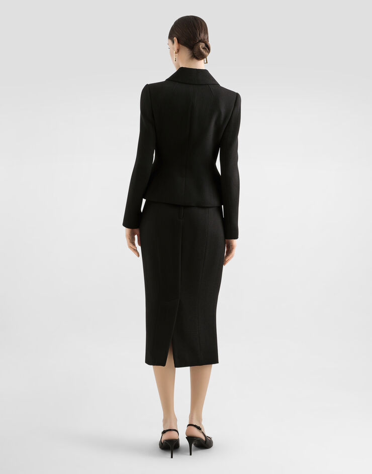 Dolce & Gabbana Chaqueta con cierre recto de lana virgen Negro F26AJTFU23Q