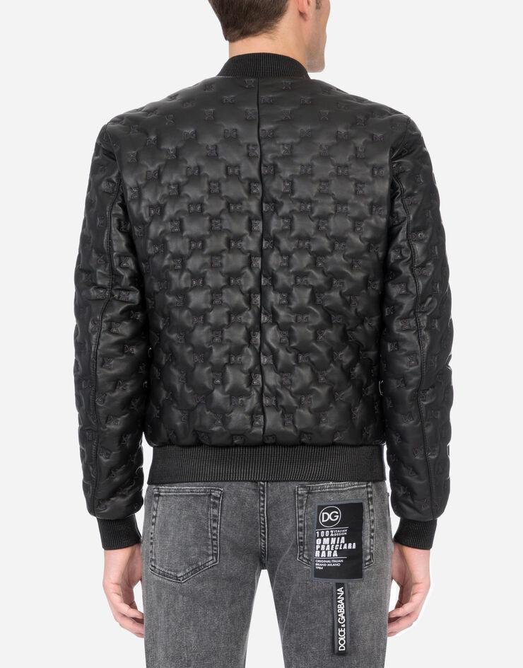 Dolce & Gabbana Quilted leather jacket with DG embroidery BLACK G9SP0LHULJA