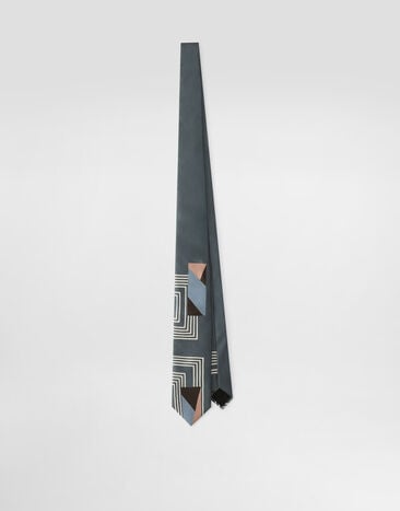 Dolce & Gabbana Vintage-print twill tie Grey GT147EG0WW7