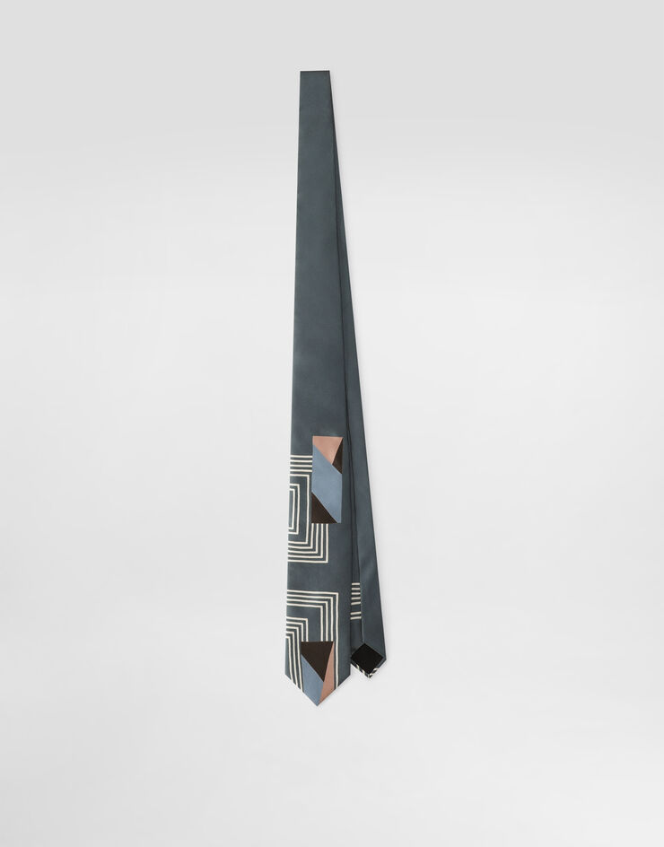 Dolce & Gabbana Vintage-print twill tie Grey GT147EG0WW7