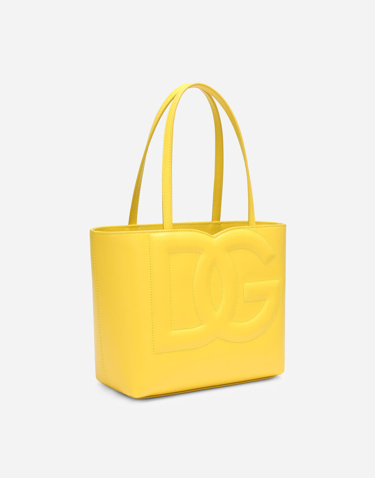 Dolce & Gabbana Bolso shopper DG Logo Bag pequeño en piel de becerro Amarillo BB7337AW576