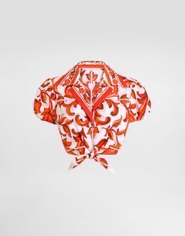 Dolce & Gabbana Majolica-print poplin shirt Multicolor F5T66TGDDRD