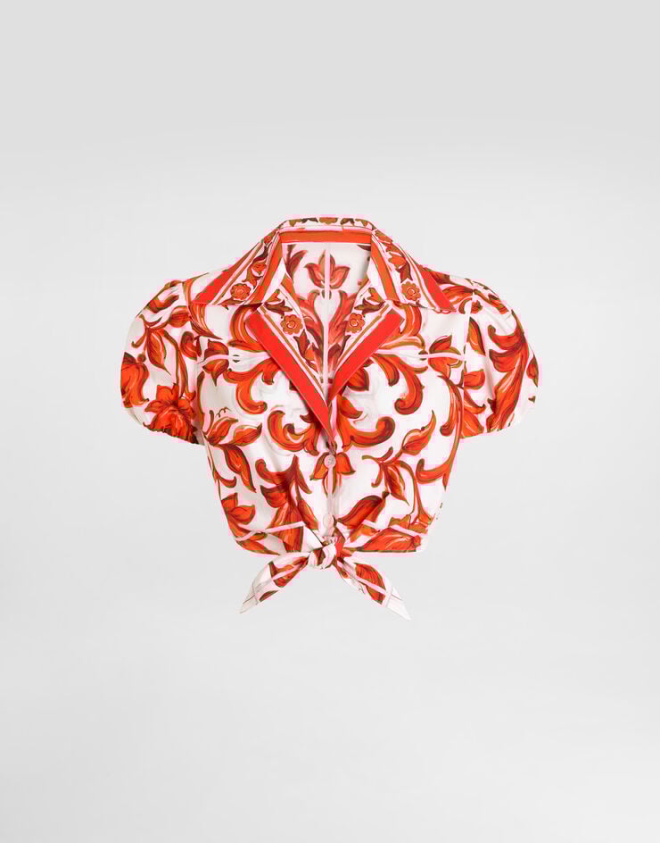 Dolce & Gabbana Majolica-print poplin shirt Multicolor F5T66TGDDRD