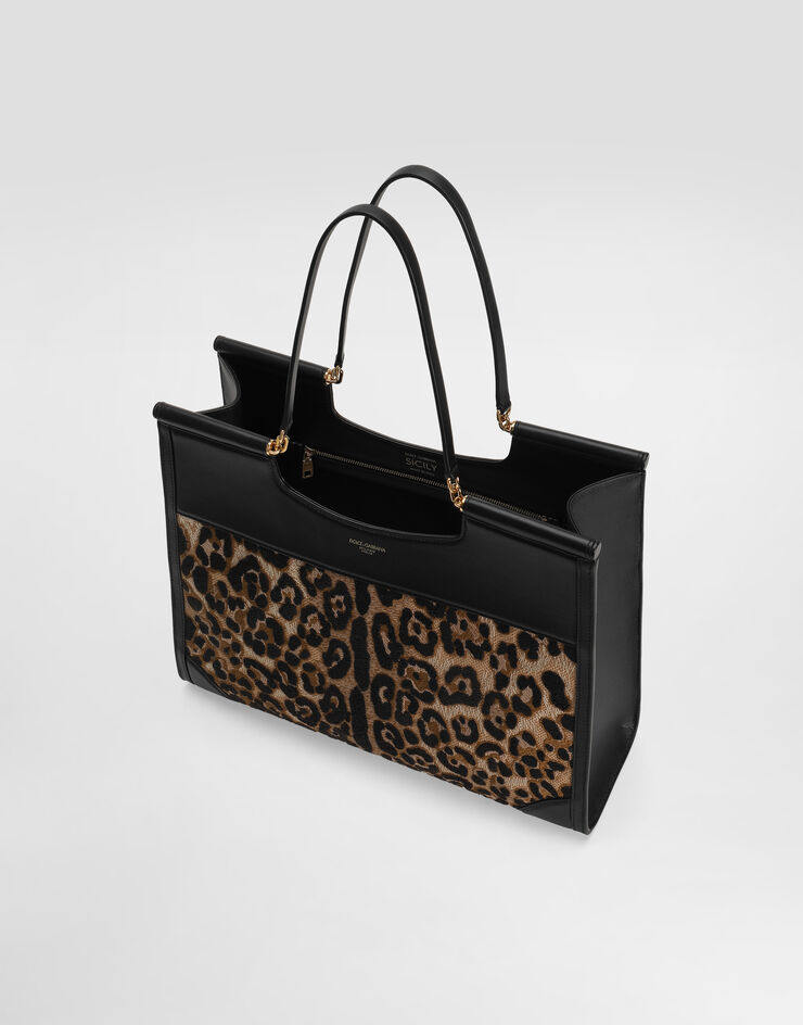 Dolce & Gabbana Sicily large shopping bag with embroidery Multicolor BB7727B6I37