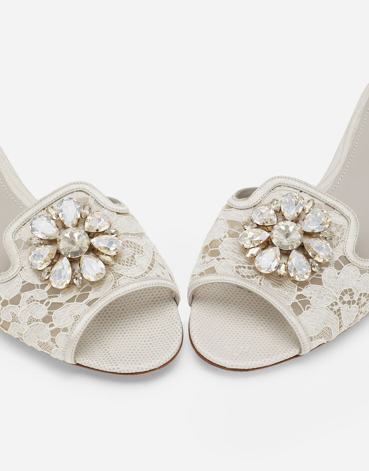 Dolce & Gabbana Lace rainbow slides with brooch detailing Grey CQ0023AG667