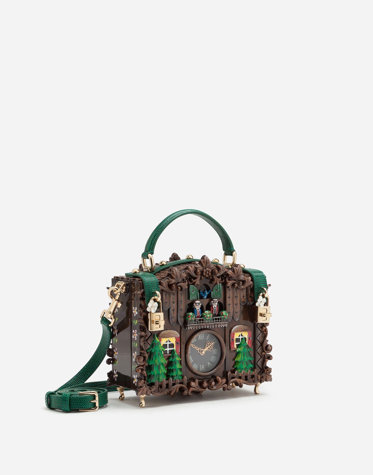 Cuckoo clock Dolce Box bag in painted resin in Multicolor for