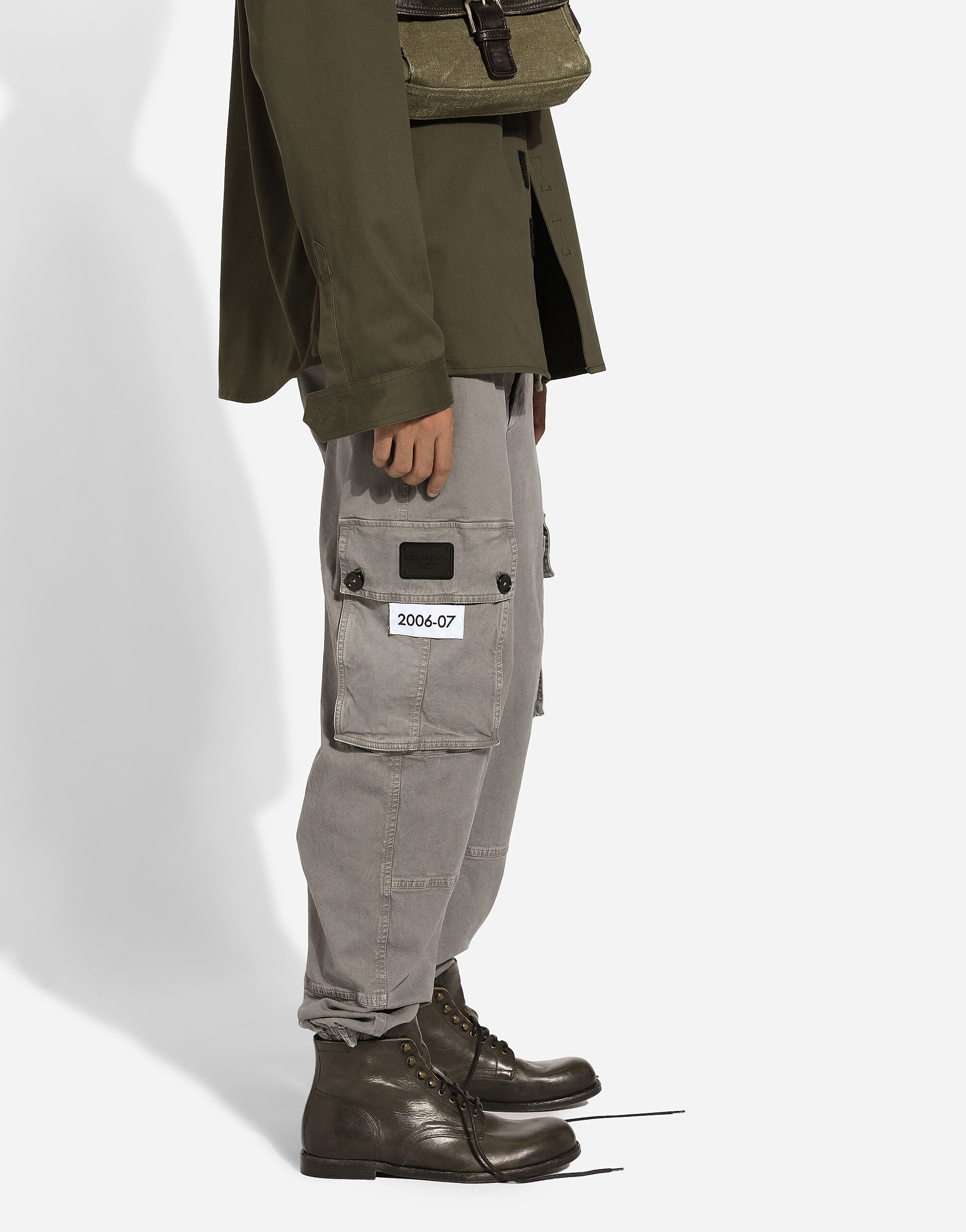 Cotton cargo pants in Grey for Men | Dolce&Gabbana® US