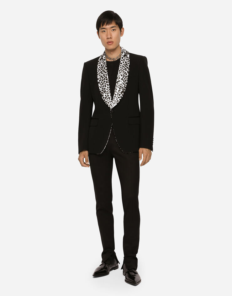 Dolce & Gabbana Single-breasted stretch wool Sicilia-fit tuxedo jacket Black G2RS1ZFUBE7