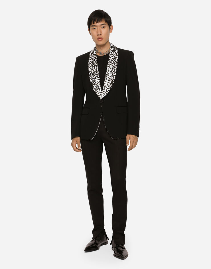 Dolce & Gabbana Chaqueta Sicilia de esmoquin en lana elástica con botonadura sencilla Negro G2RS1ZFUBE7
