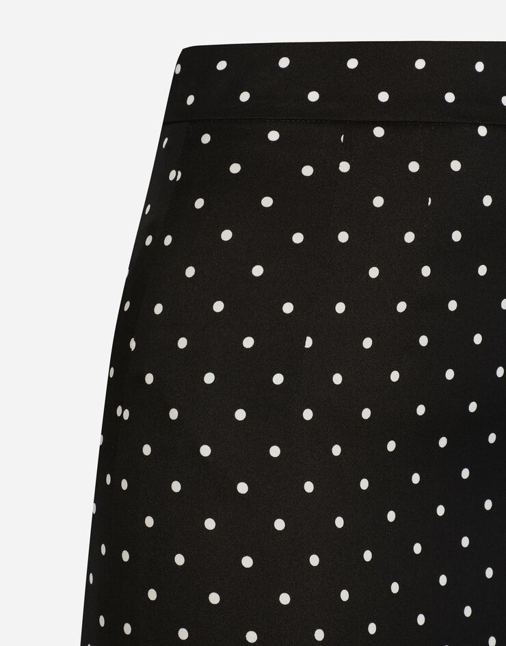 Dolce & Gabbana Charmeuse calf-length pencil skirt with polka-dot print Print F4BUOTFSA63