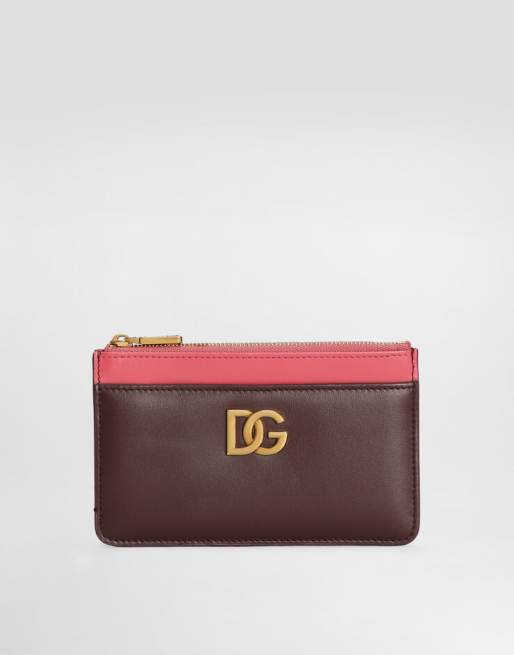 Dolce & Gabbana Tarjetero en piel de becerro con logotipo DG Burdeos BI1261A9M75