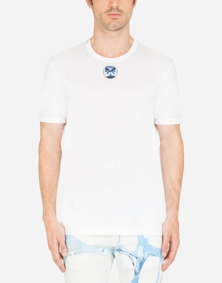 Dolce & Gabbana Cotton t-shirt with DG patch BLANCO G8JX7ZG7WIG