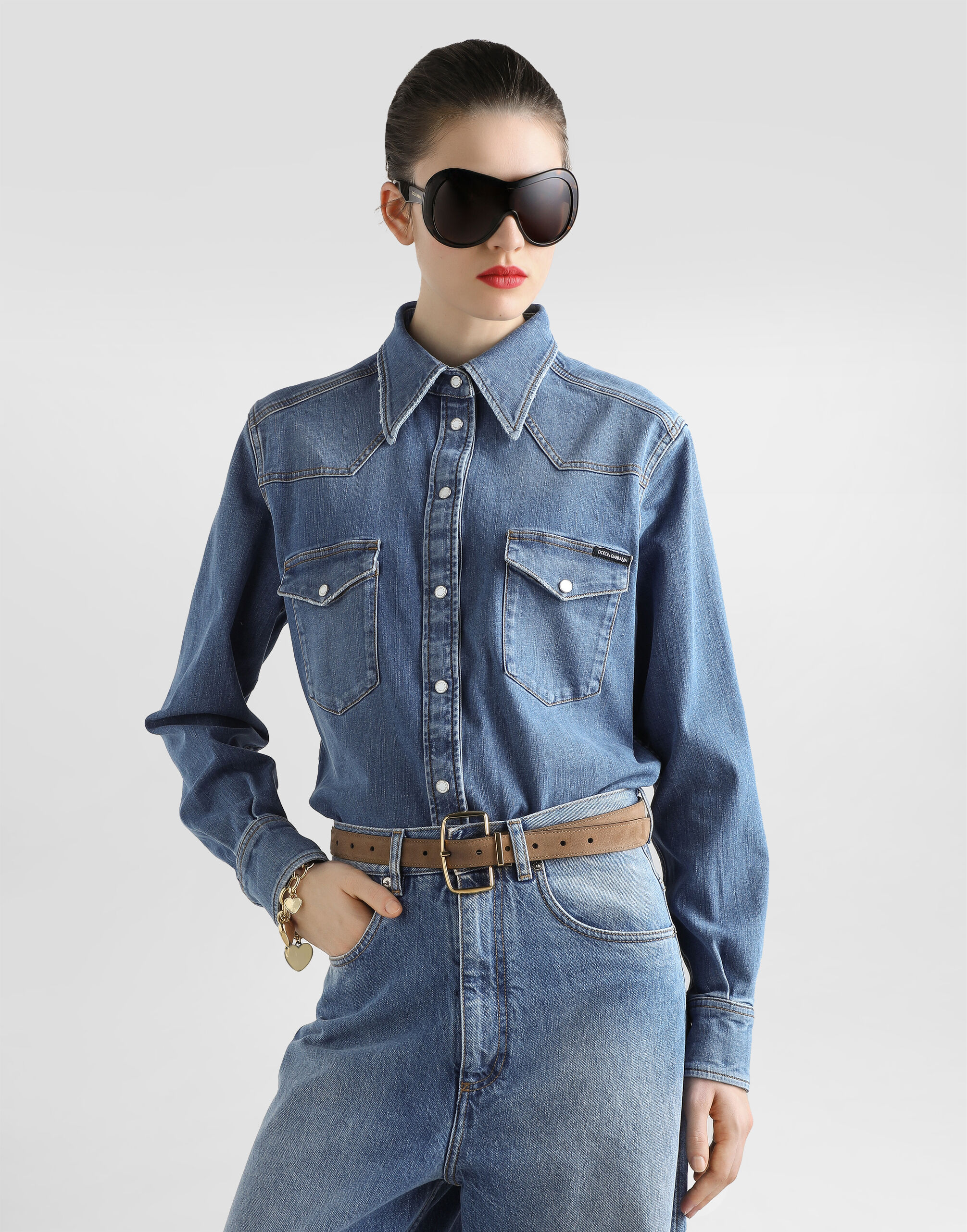 Denim shirt in Multicolor for Women | Dolce&Gabbana®