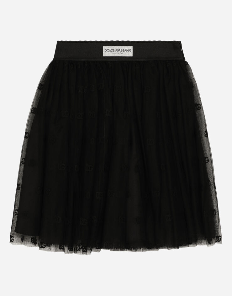 Dolce & Gabbana Tulle skirt with DG logo Black L54I86G7K7L