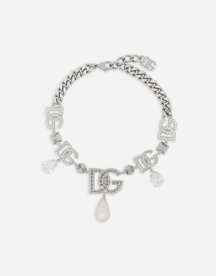 Dolce & Gabbana Choker with pendant and DG logo Silver WNO6L8W1111