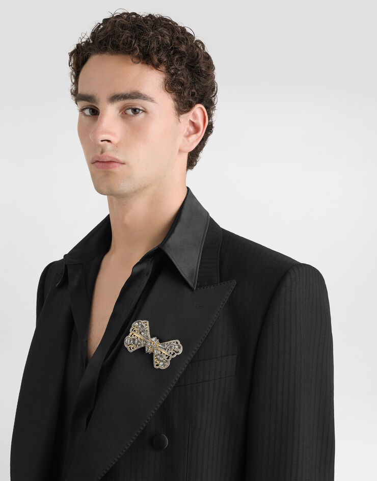 Dolce & Gabbana Sartoria bow brooch with rhinestones Gold WPS1S0W1111