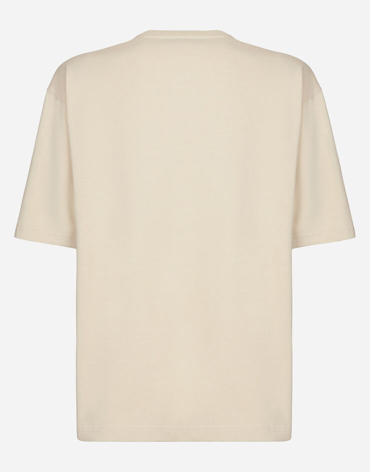 Dolce & Gabbana Camiseta de algodón con logotipo Dolce&Gabbana Beige G8PN9TG7M3K