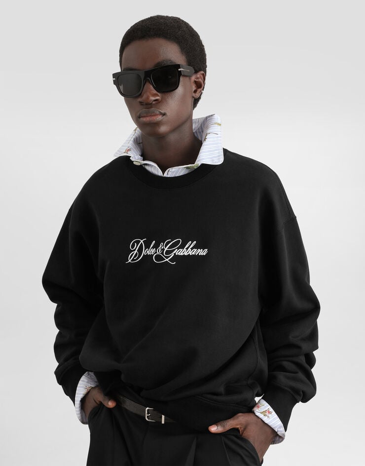 Dolce & Gabbana Sweat-shirt en coton avec logo Dolce & Gabbana Sweat-shirt en coton avec logo Black G9AHSZG7P9M