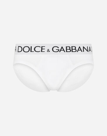Dolce & Gabbana Mid-rise briefs in two-way stretch cotton jersey White M9C03JONN95