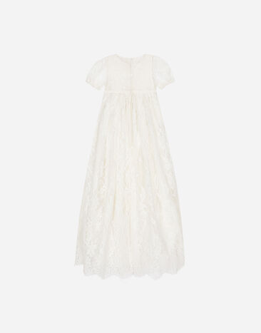 Dolce&Gabbana Empire-line ramage Chantilly lace christening dress with short sleeves Multicolor L0EGG0G7J1C