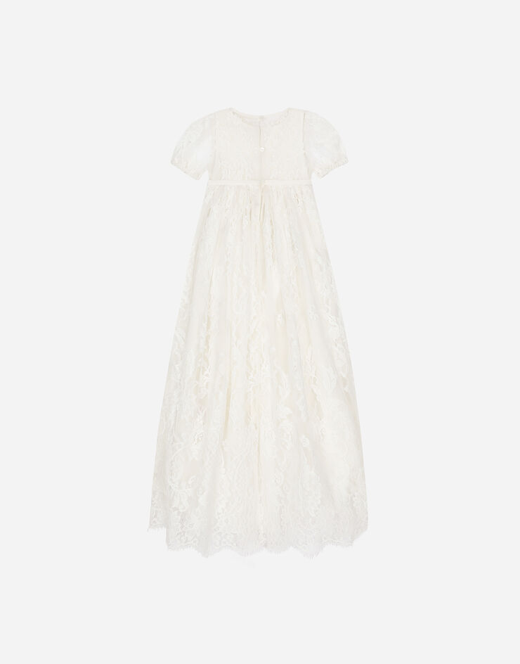 Dolce & Gabbana Empire-line ramage Chantilly lace christening dress with short sleeves Multicolor L0EGG0G7J1C