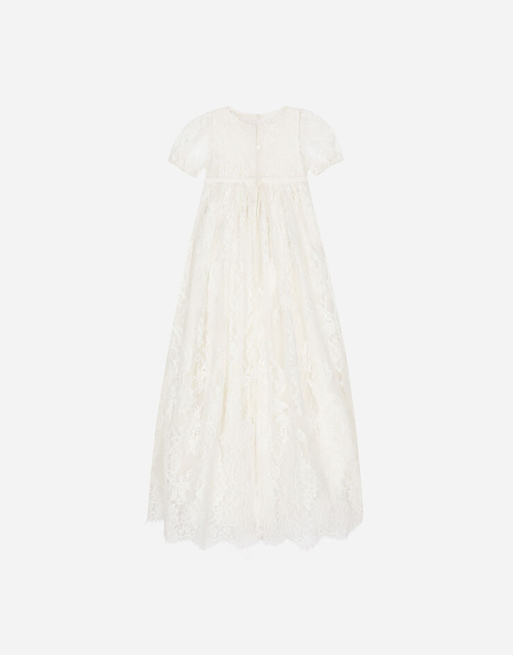 Dolce&Gabbana Empire-line ramage Chantilly lace christening dress with short sleeves Multicolor L0EGG0G7J1C