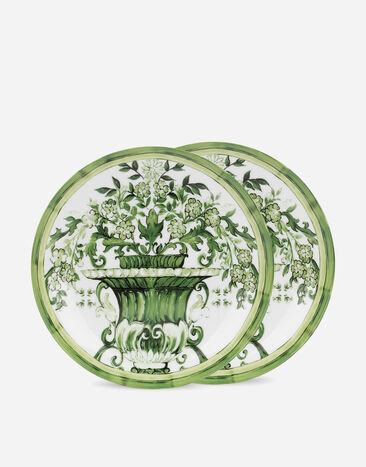 Dolce & Gabbana Set 2 Porcelain Dinner Plates Multicolor TC0S04TCA88