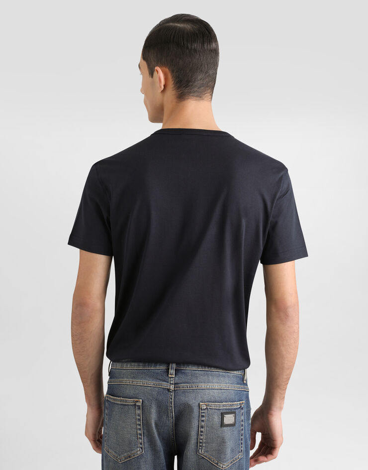Dolce & Gabbana Cotton T-shirt with branded tag Blue G8PT1TG7P1B