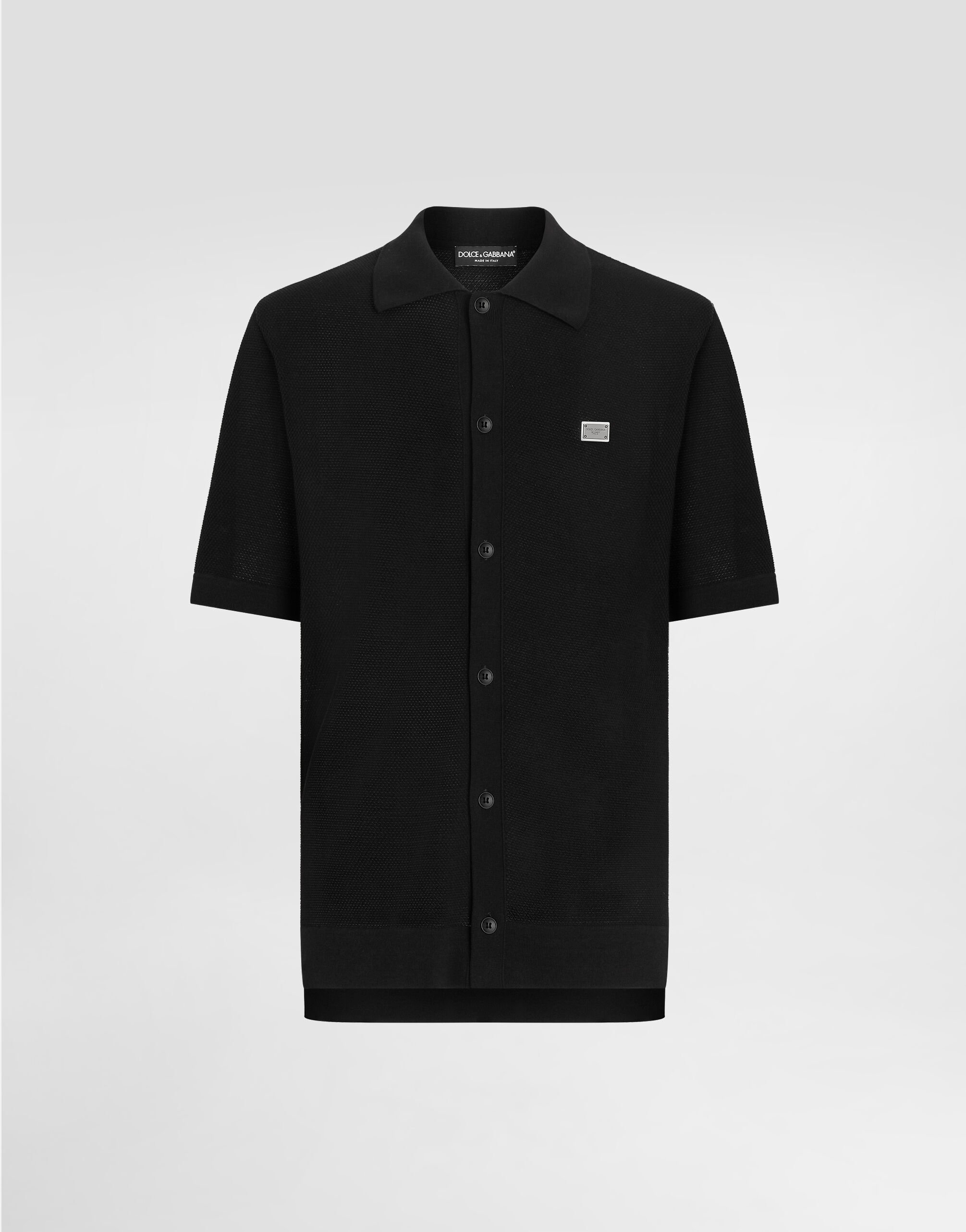 ブラックのメンズ ロゴプレート コットン シャツ | Dolce&Gabbana®