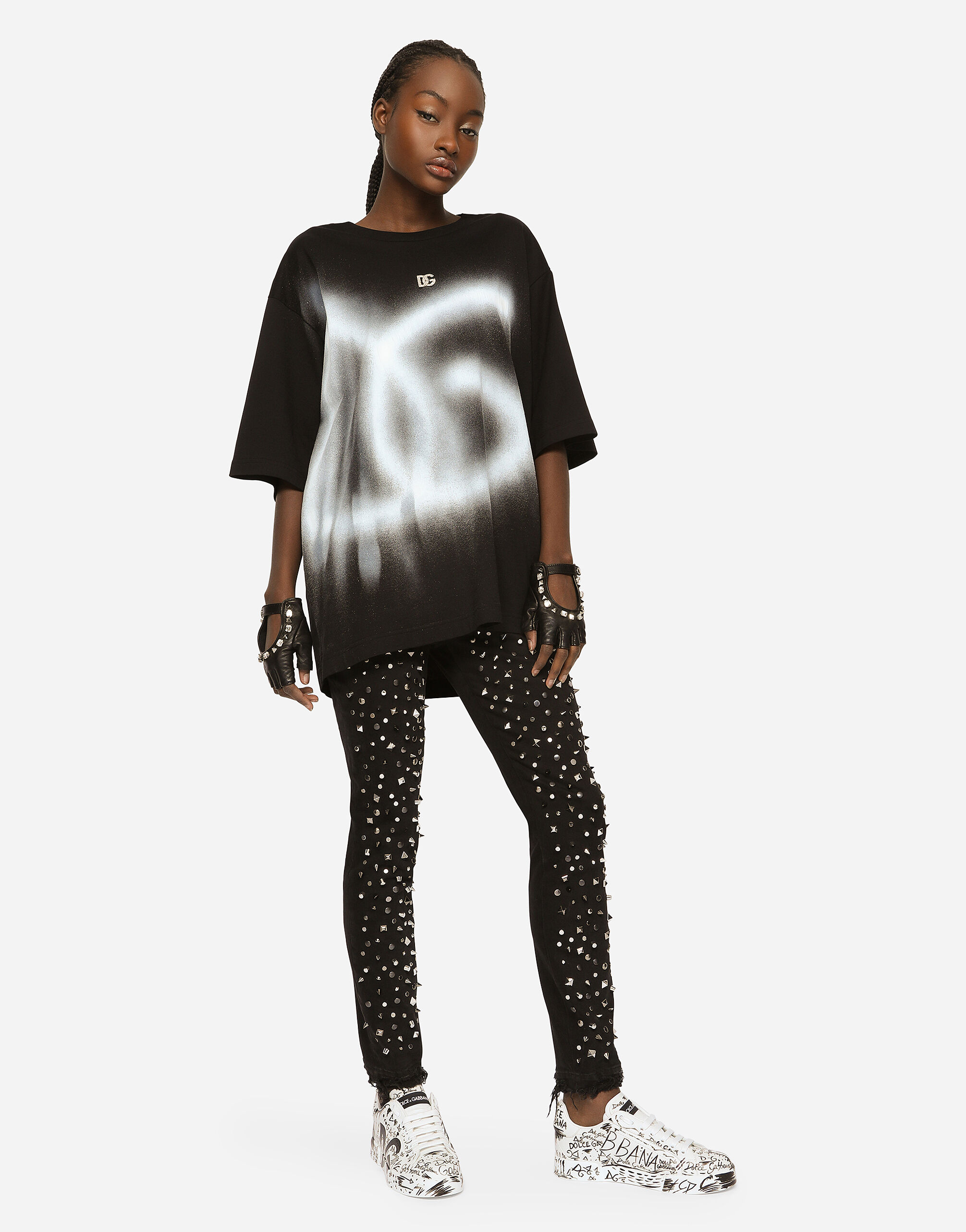 T-SHIRT M/CORTA GIRO in Black for Women | Dolce&Gabbana® US