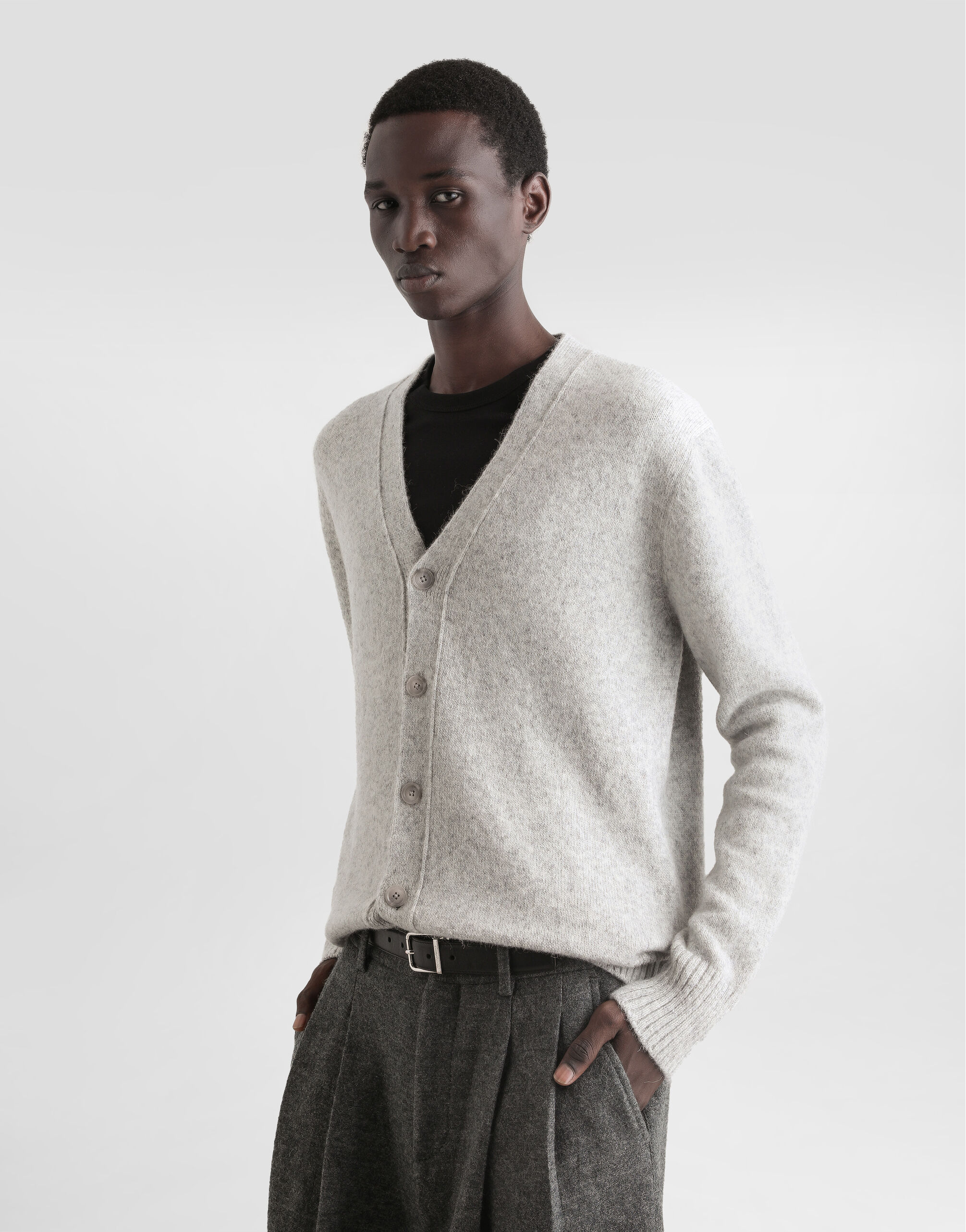 Cardigan with buttons in Grey for Men | Dolce&Gabbana® US