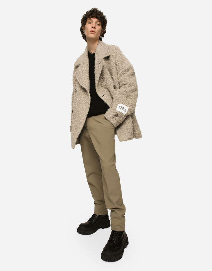 Dolce&Gabbana Двубортное пальто-бушлат из шерсти и хлопка с винтажным эффектом бежевый G037UTFU3RO