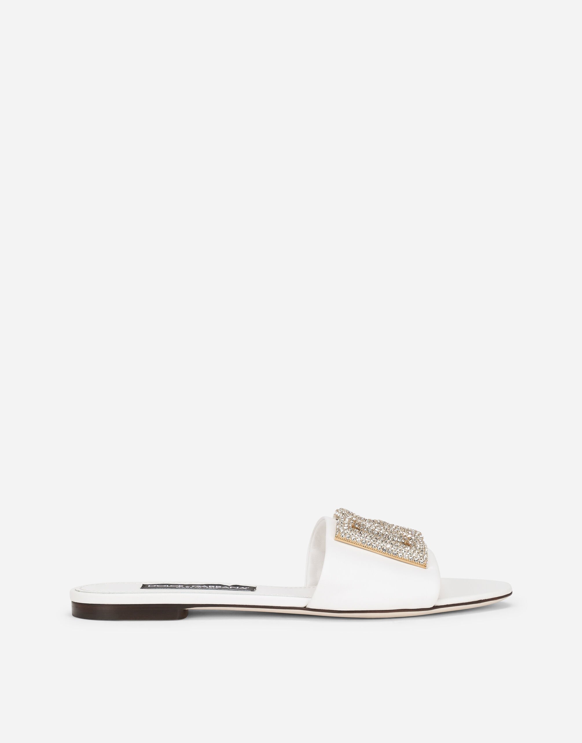 Dolce & Gabbana Calfskin slides with DG logo White CQ0436AY329
