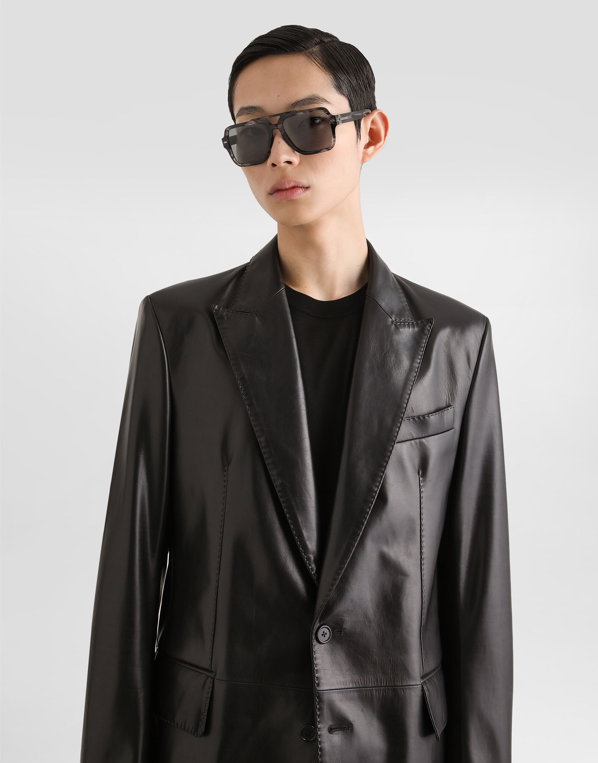 Single-breasted sicilia light leather jacket in Black for Men