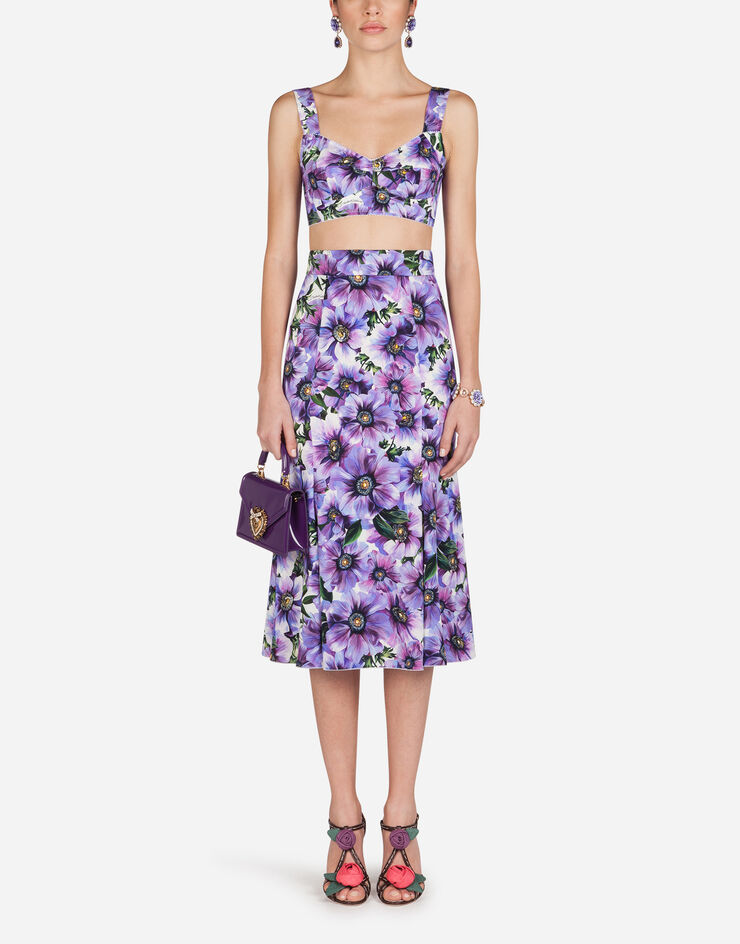 Dolce & Gabbana CROPPED ANEMONE-PRINT CHARMEUSE CORSET 花卉印花 F7Y28TFSAZO