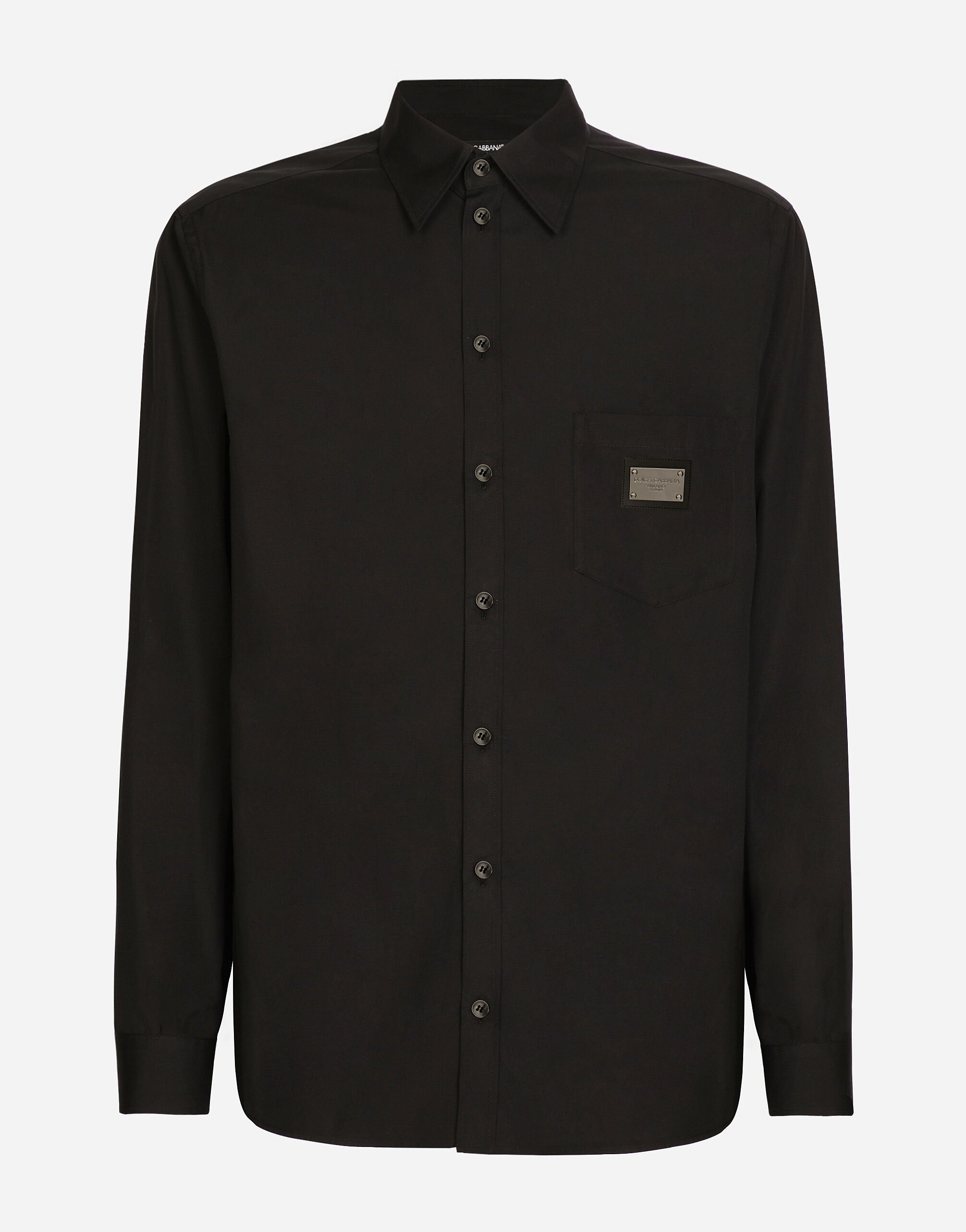Camisa Martini de algodon con placa con logotipo en Negro de Hombre Dolce Gabbana