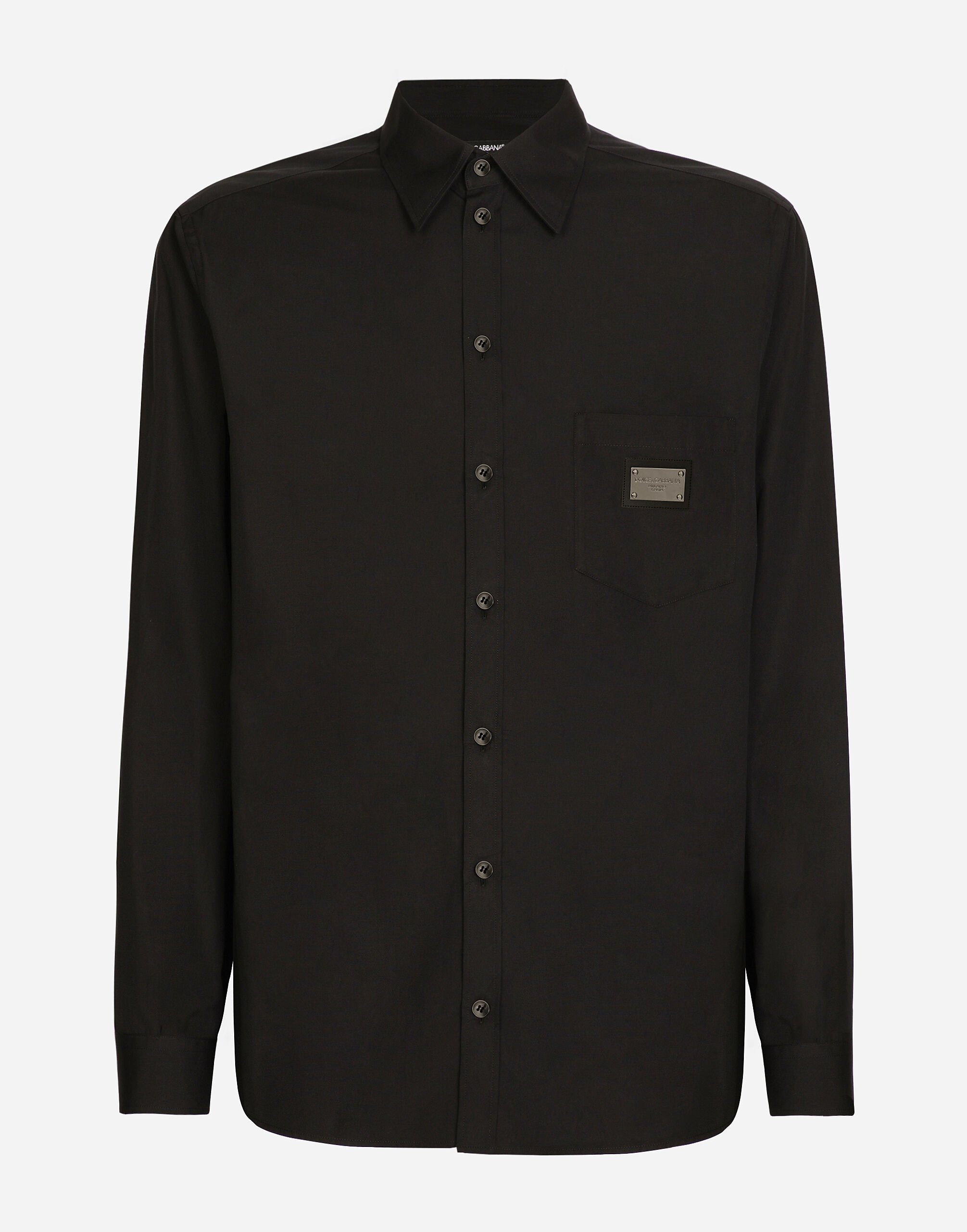 Dolce & Gabbana Camisa Martini de algodón con placa con logotipo Negro G5JG4TFU5U8