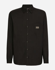 Dolce & Gabbana Cotton Martini-fit shirt with branded tag Print G5IX8THS5QQ