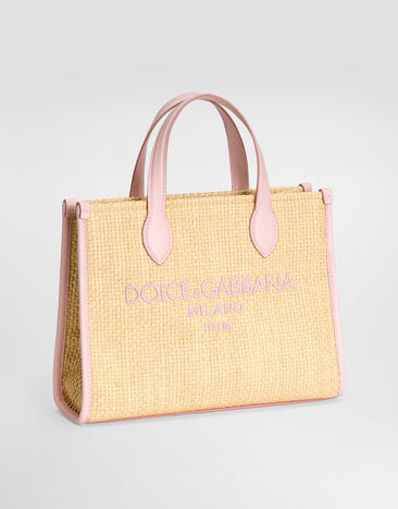 Dolce & Gabbana Henkeltasche aus Stroh mit Dolce&Gabbana-Logo Rosa EB0252AY310