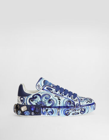 Dolce&Gabbana Majolica-print calfskin Portofino sneakers Multicolor CK1544AD466