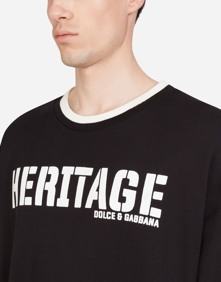 Dolce & Gabbana Jersey sweater with heritage print NERO G9QF3TG7VNV